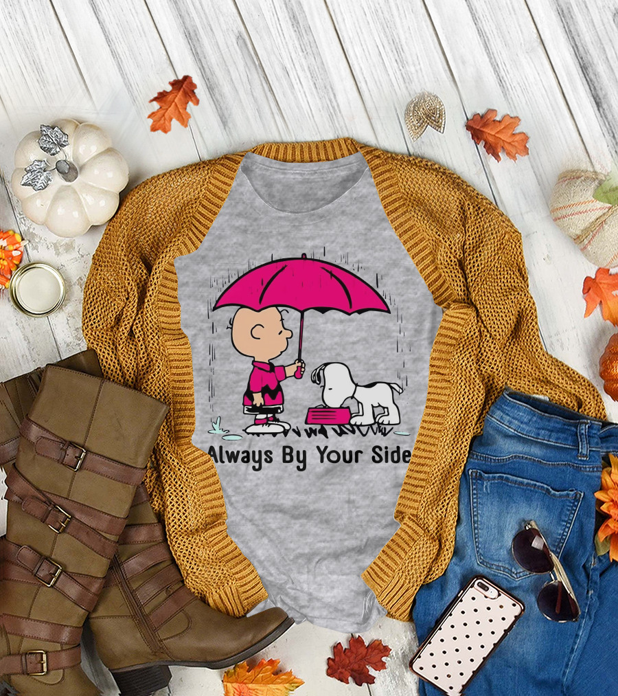 Always By Your Side Charlie Brown Snoopy Umbrella T-Shirt