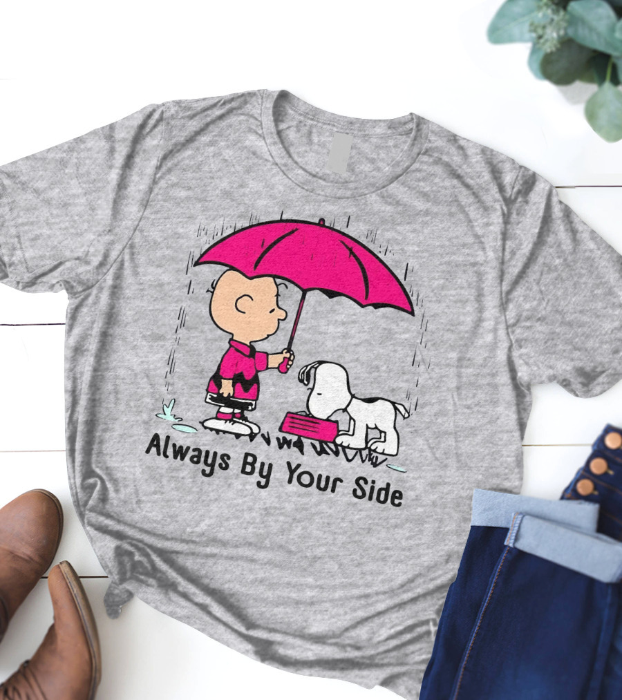 Always By Your Side Charlie Brown Snoopy Umbrella T-Shirt