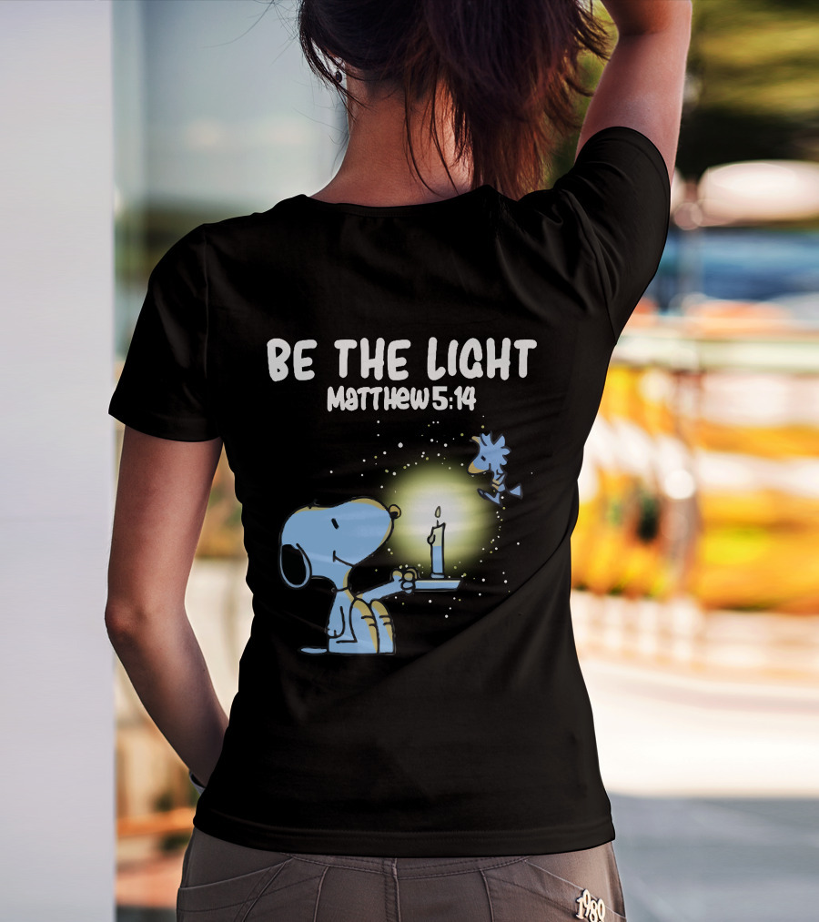 Be The Light Matthew 5:14 Snoopy Holding Candle Woodstock T-Shirt