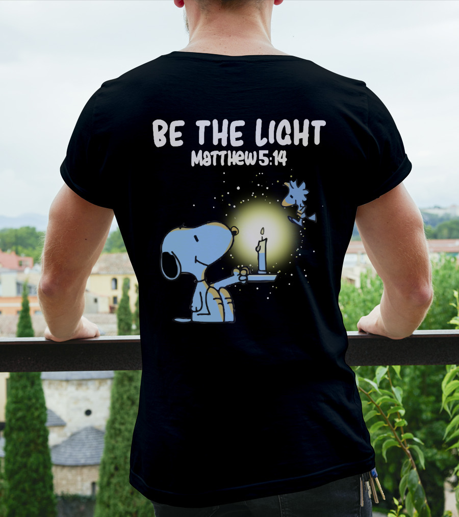 Be The Light Matthew 5:14 Snoopy Holding Candle Woodstock T-Shirt