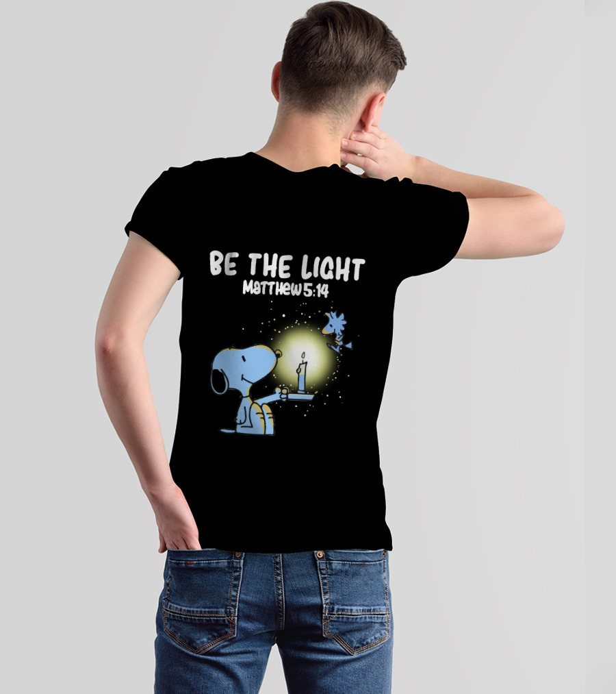 Be The Light Matthew 5:14 Snoopy Holding Candle Woodstock T-Shirt
