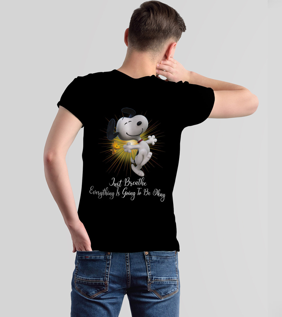 Snoopy Just Breathe Everything Is Going To Be Okay Woodstocks Sunburst T-Shirt