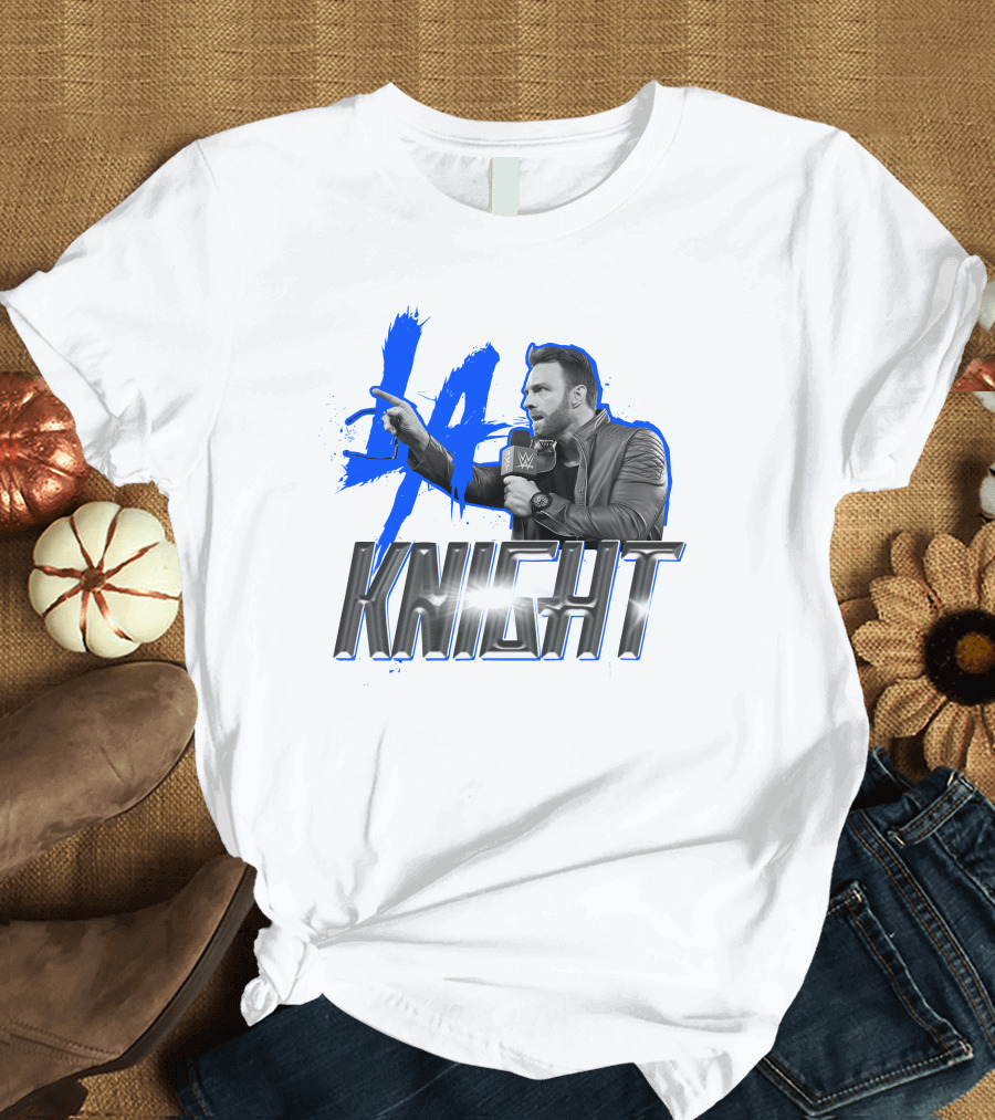 WWE LA Knight Promo With Microphone And Blue Splash T-Shirt