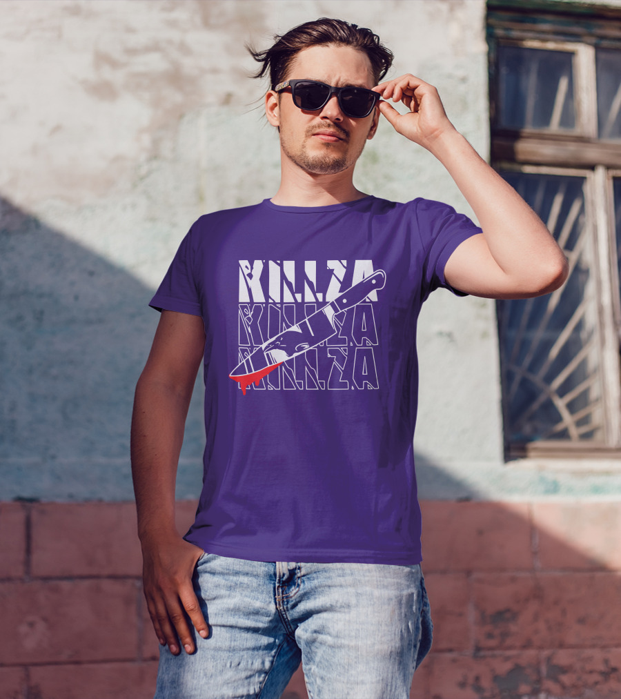 Killza Knife Graphic With Bold Repeated Text T-Shirt