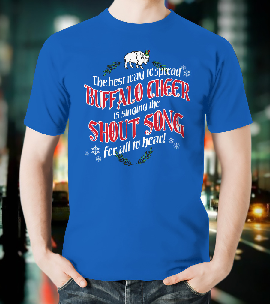 Buffalo Cheer With Shout Song Festive Buffalo Snowflakes T-Shirt