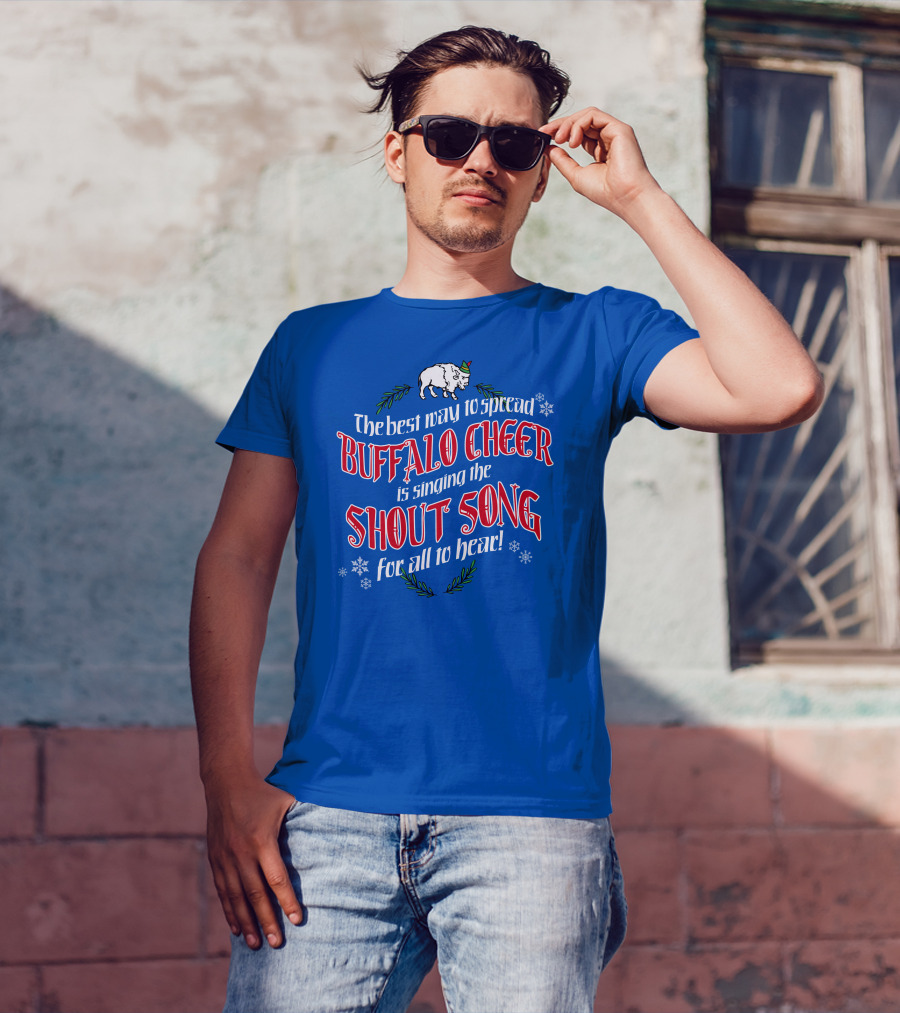 Buffalo Cheer With Shout Song Festive Buffalo Snowflakes T-Shirt