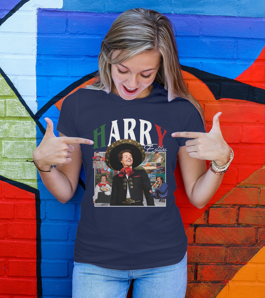 HARRY Estilos Mariachi Themed Collage In Festive Attire T-Shirt