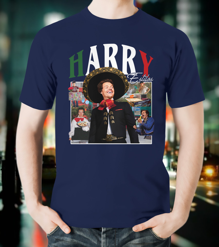 HARRY Estilos Mariachi Themed Collage In Festive Attire T-Shirt