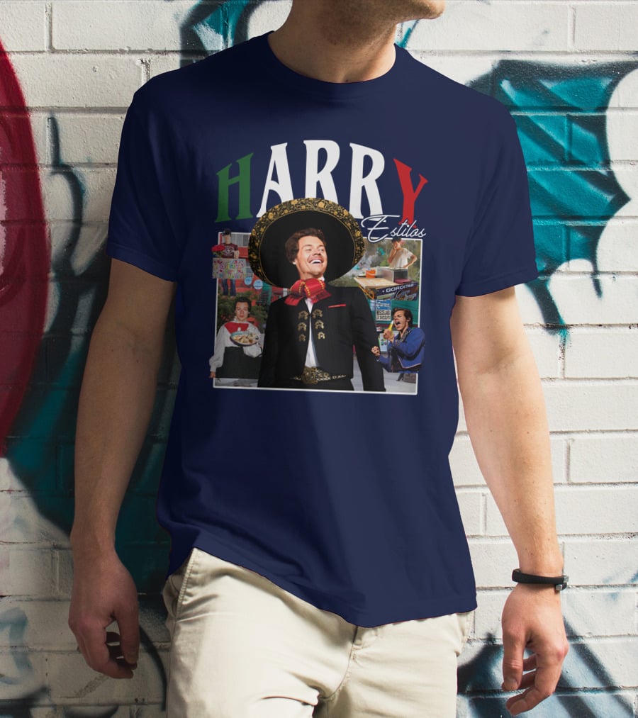 HARRY Estilos Mariachi Themed Collage In Festive Attire T-Shirt