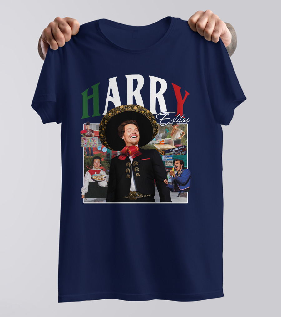 HARRY Estilos Mariachi Themed Collage In Festive Attire T-Shirt