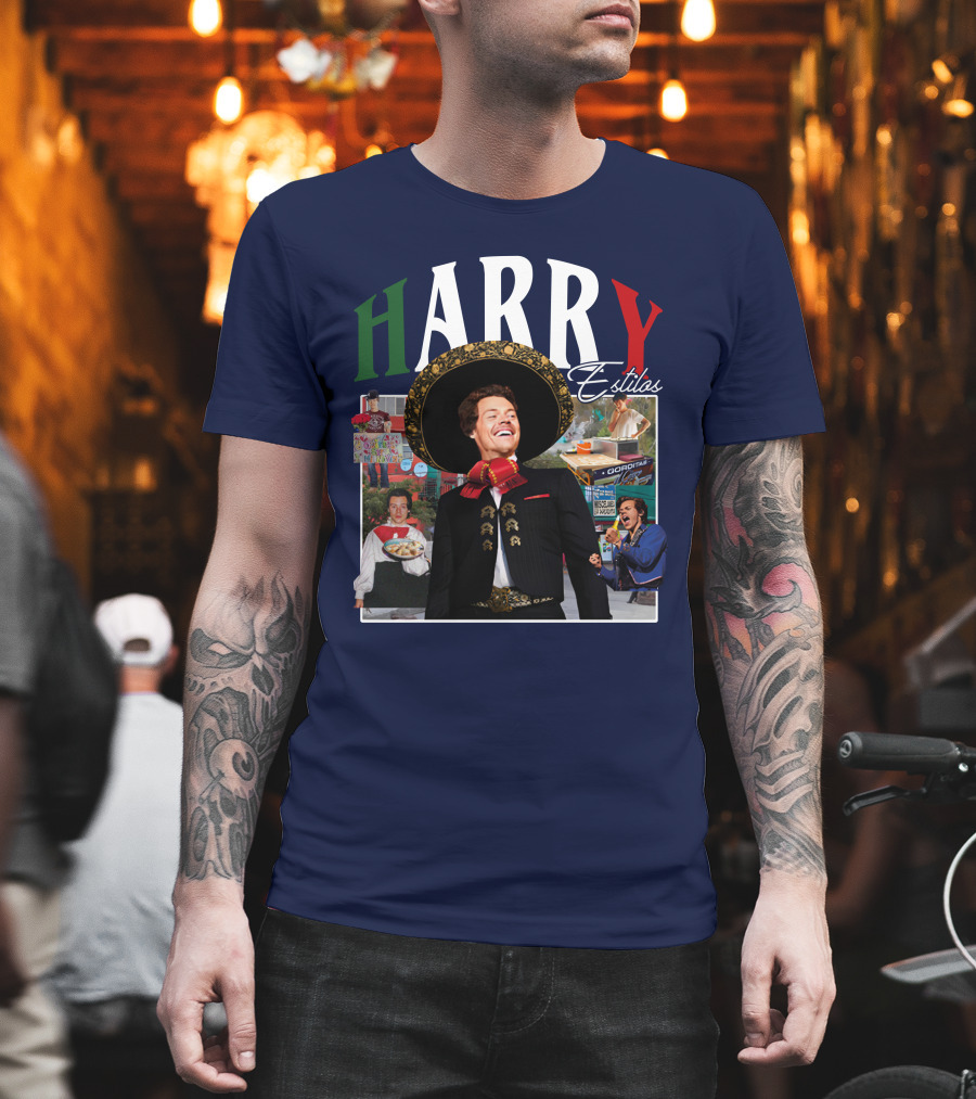 HARRY Estilos Mariachi Themed Collage In Festive Attire T-Shirt