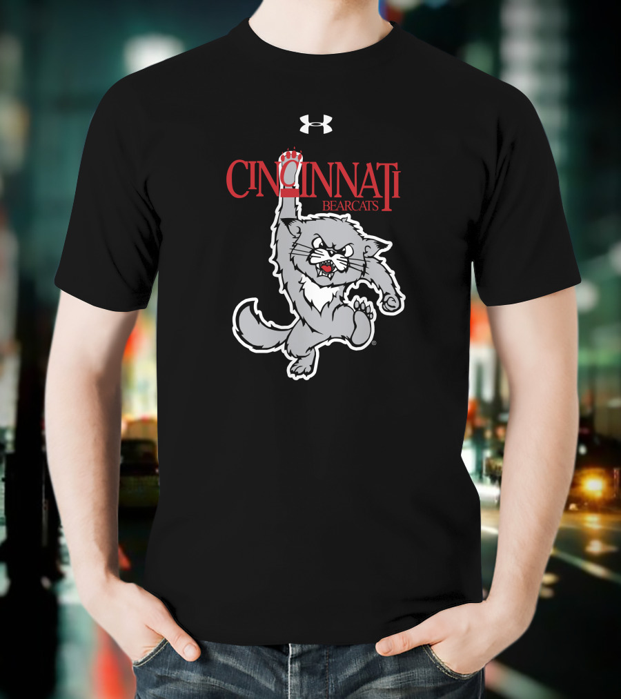 Cincinnati Bearcats 1990s Vault Logo Under Armour Retro Jumping Bearcat T-Shirt