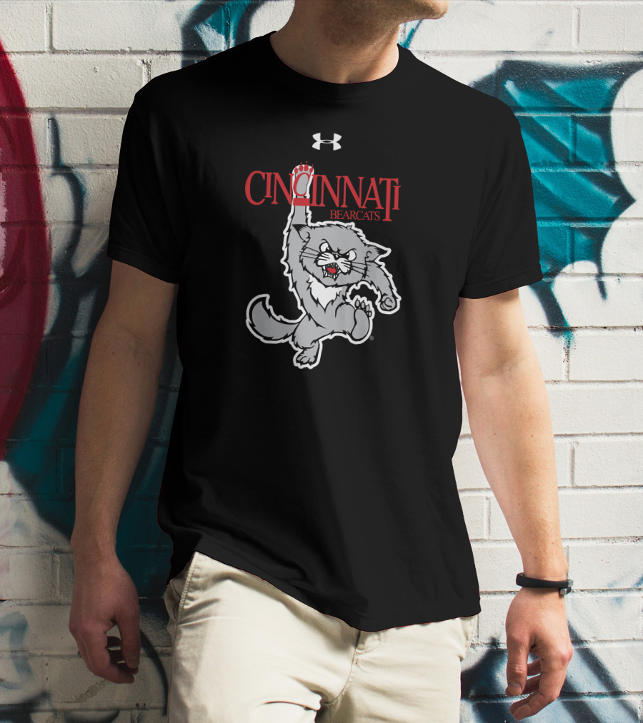 Cincinnati Bearcats 1990s Vault Logo Under Armour Retro Jumping Bearcat T-Shirt