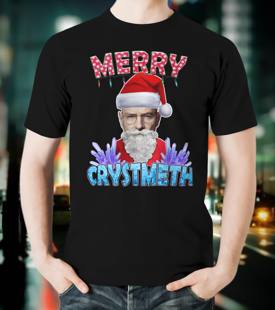 Merry Crystmeth Santa With Breaking Bad Inspired Elements T-Shirt