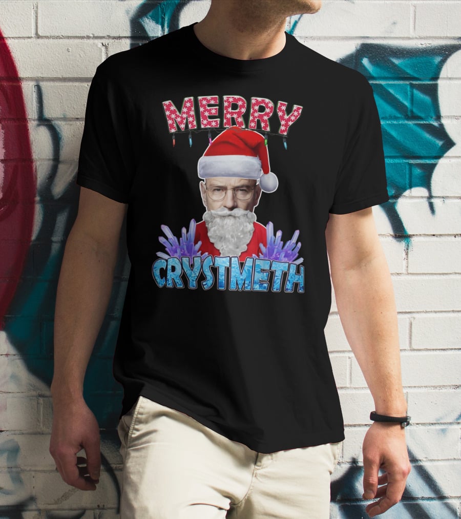Merry Crystmeth Santa With Breaking Bad Inspired Elements T-Shirt