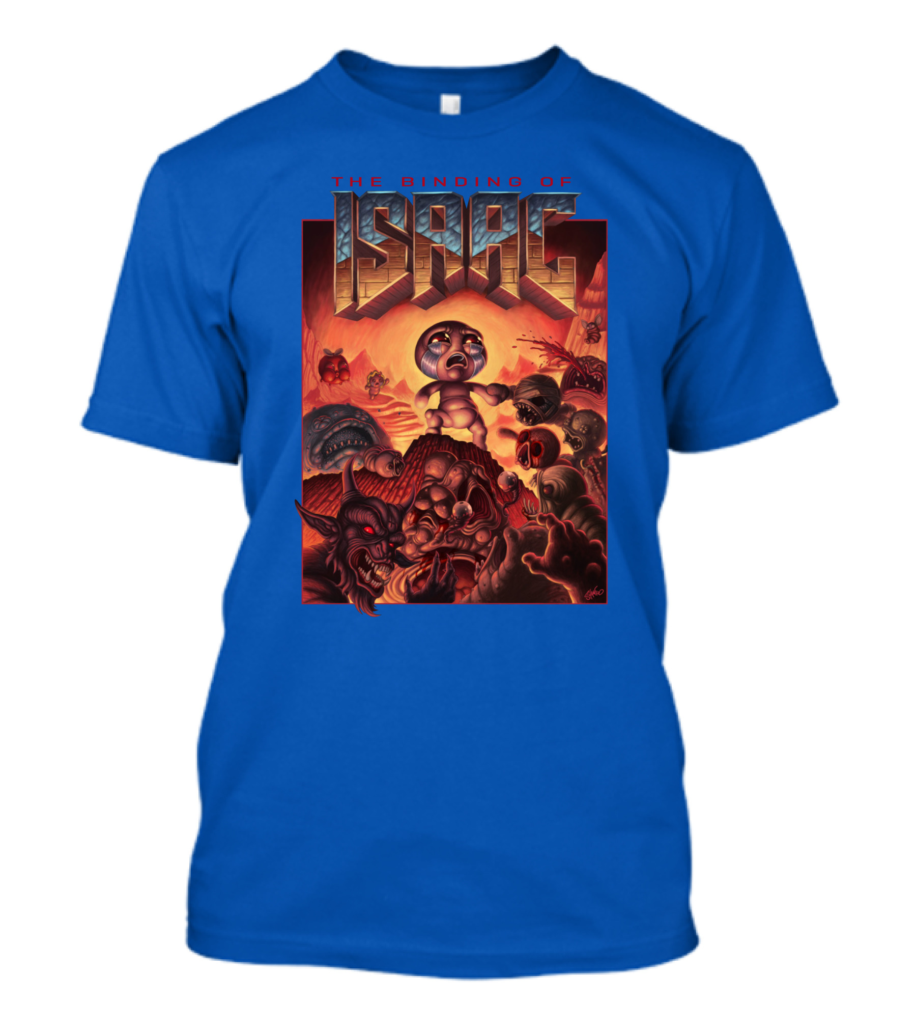The Binding Of Isaac Dramatic Monster Battle Scene With Detailed Character T-Shirt
