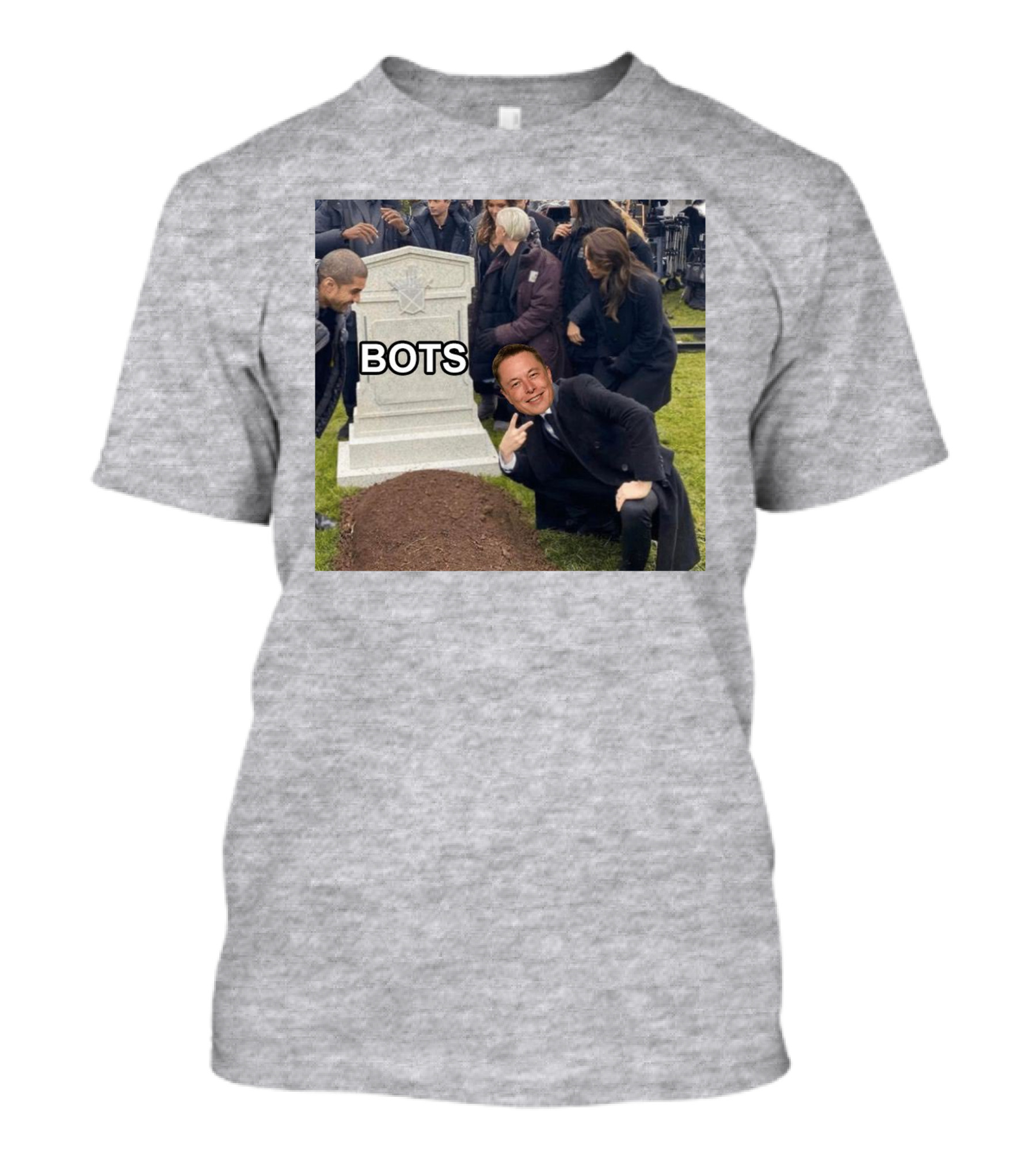 Elon Musk Bots Meme Graveyard Scene T-Shirt