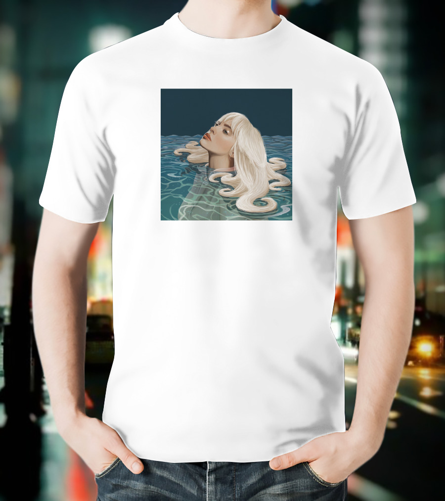 Resurface Feminine Profile Emerging From Water With Flowing Hair T-Shirt