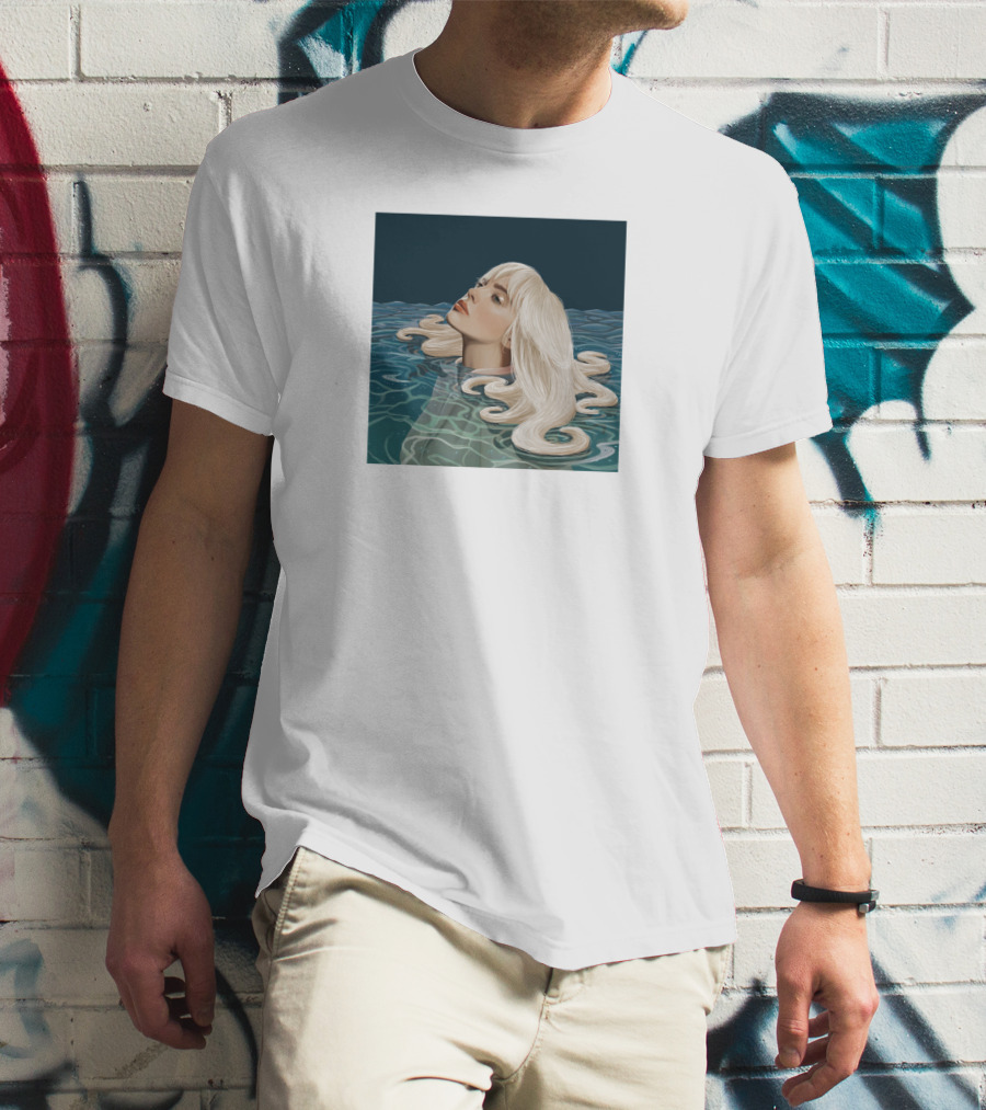 Resurface Feminine Profile Emerging From Water With Flowing Hair T-Shirt