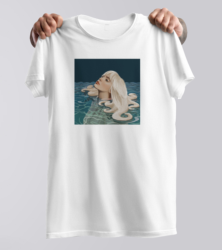 Resurface Feminine Profile Emerging From Water With Flowing Hair T-Shirt
