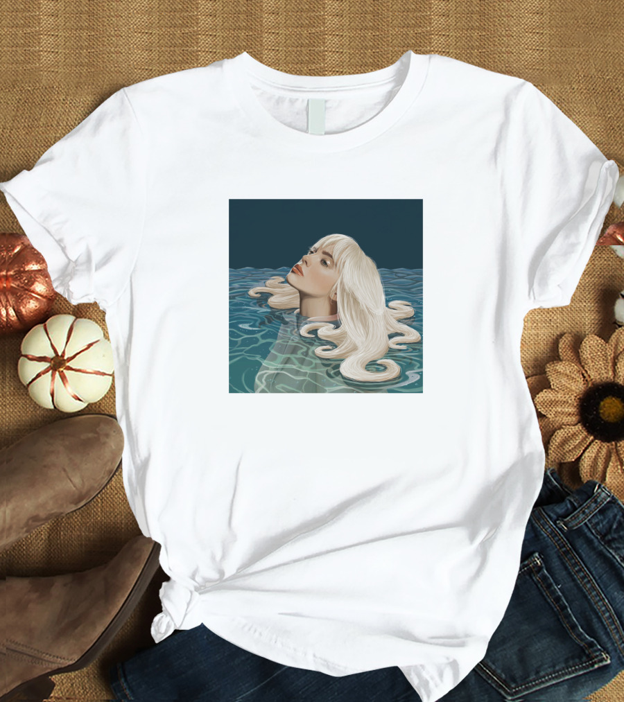 Resurface Feminine Profile Emerging From Water With Flowing Hair T-Shirt