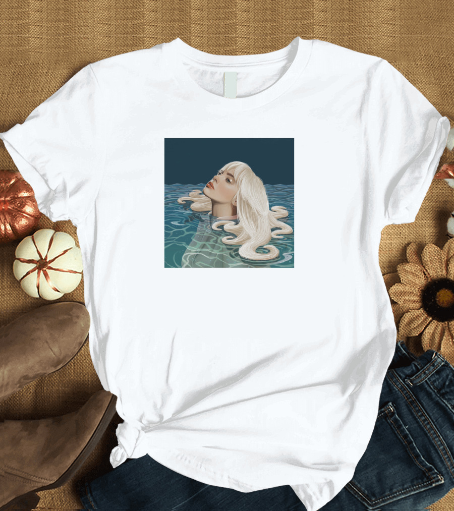Resurface Feminine Profile Emerging From Water With Flowing Hair T-Shirt