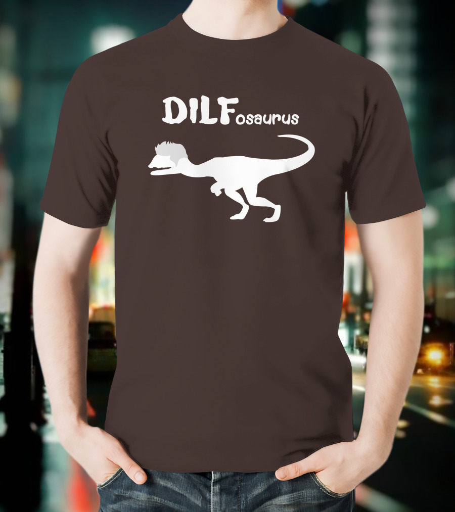 DILFosaurus Dinosaur Silhouette With Hairstyle T-Shirt