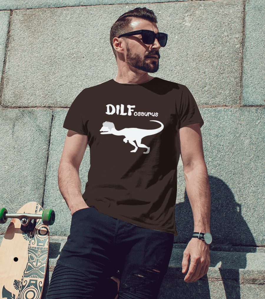 DILFosaurus Dinosaur Silhouette With Hairstyle T-Shirt