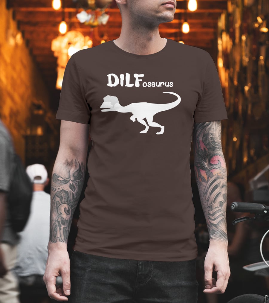 DILFosaurus Dinosaur Silhouette With Hairstyle T-Shirt