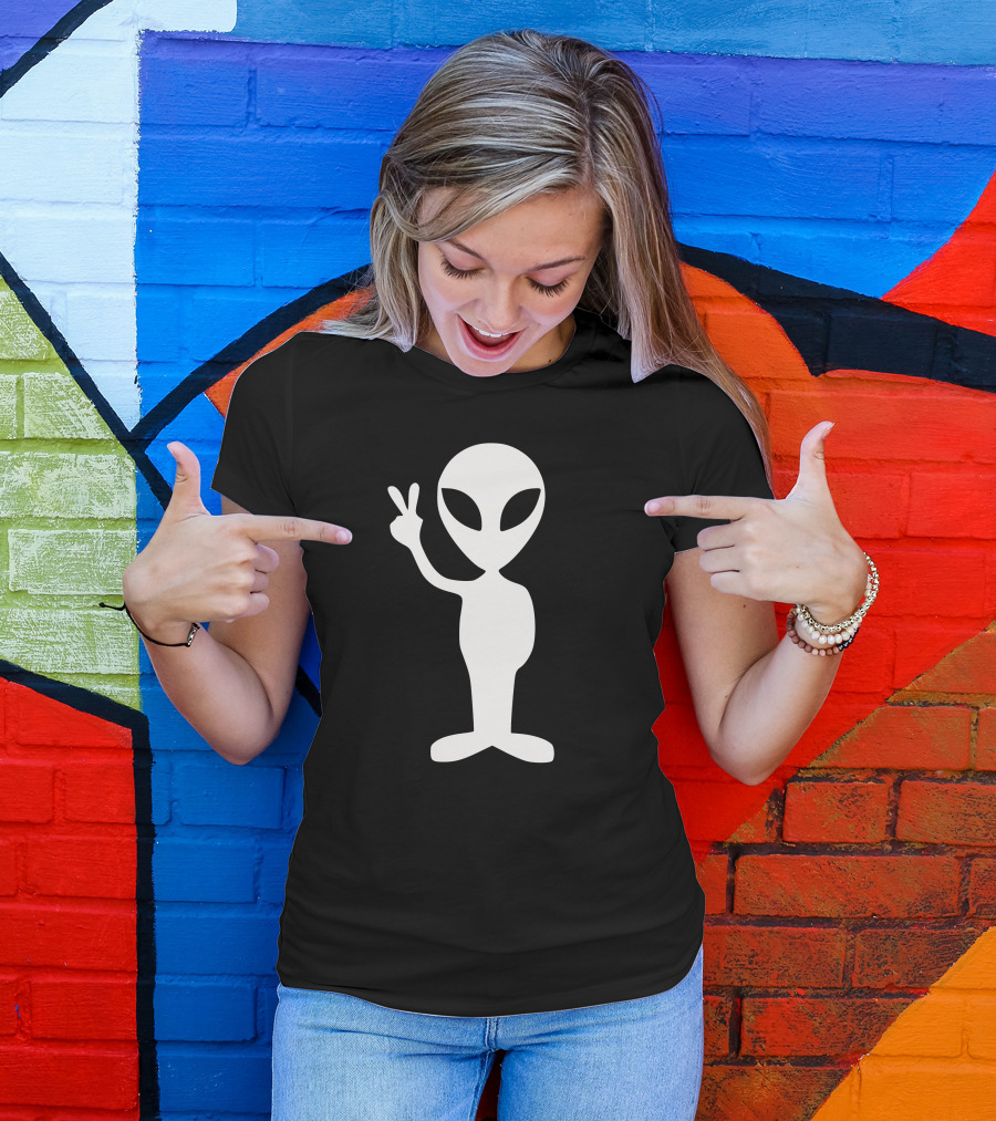Alien Peace Hand Gesture T-Shirt