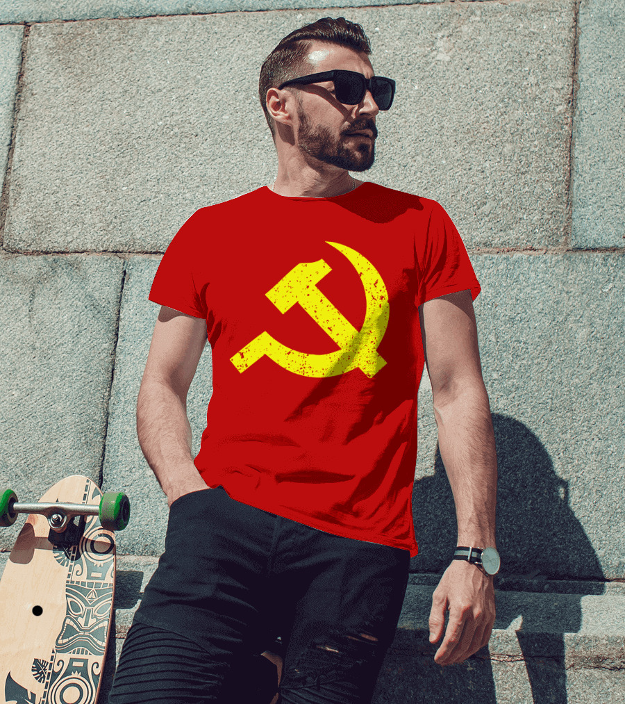 Aaron Spacethug Hammer And Sickle Communist Party Flag T-Shirt