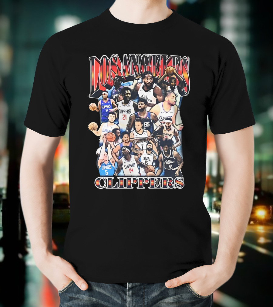 Los Angeles Clippers Basketball Players Collage With Team Name T-Shirt