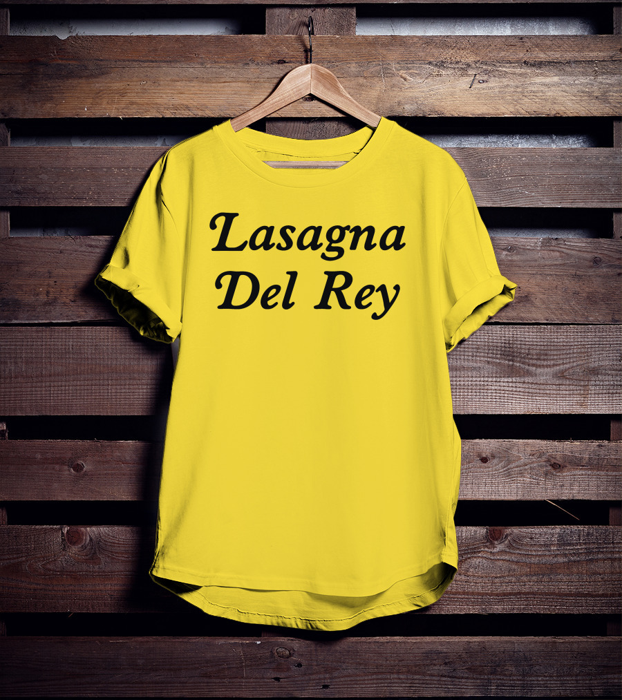 Lasagna Del Rey Whotfisjovana Bold Black Text T-Shirt