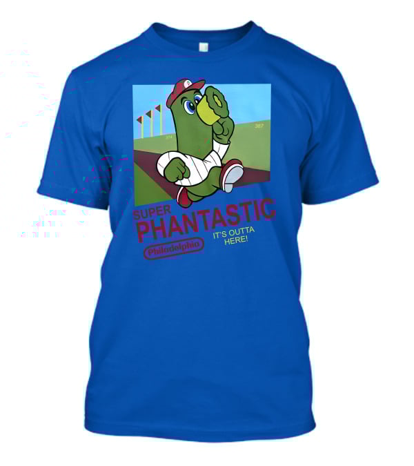 Southfellini Merch Super Phantastic Philadelphia It's Outta Here Baseball Character T-Shirt
