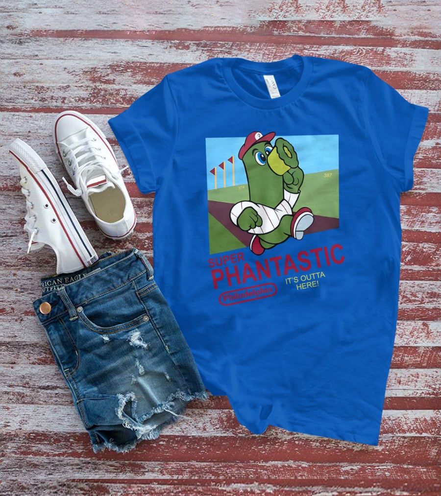 Southfellini Merch Super Phantastic Philadelphia It's Outta Here Baseball Character T-Shirt