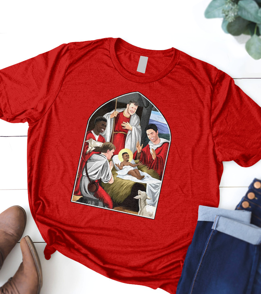 Victoriamscott Adults Jesus Saka Nativity Gunners Christmas Jumper T-Shirt