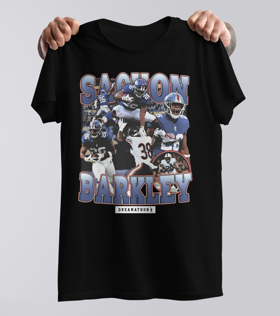 Sterling Shepard Wearing Saquon Barkley Dreamathon NFL Giants Football Collage T-Shirt