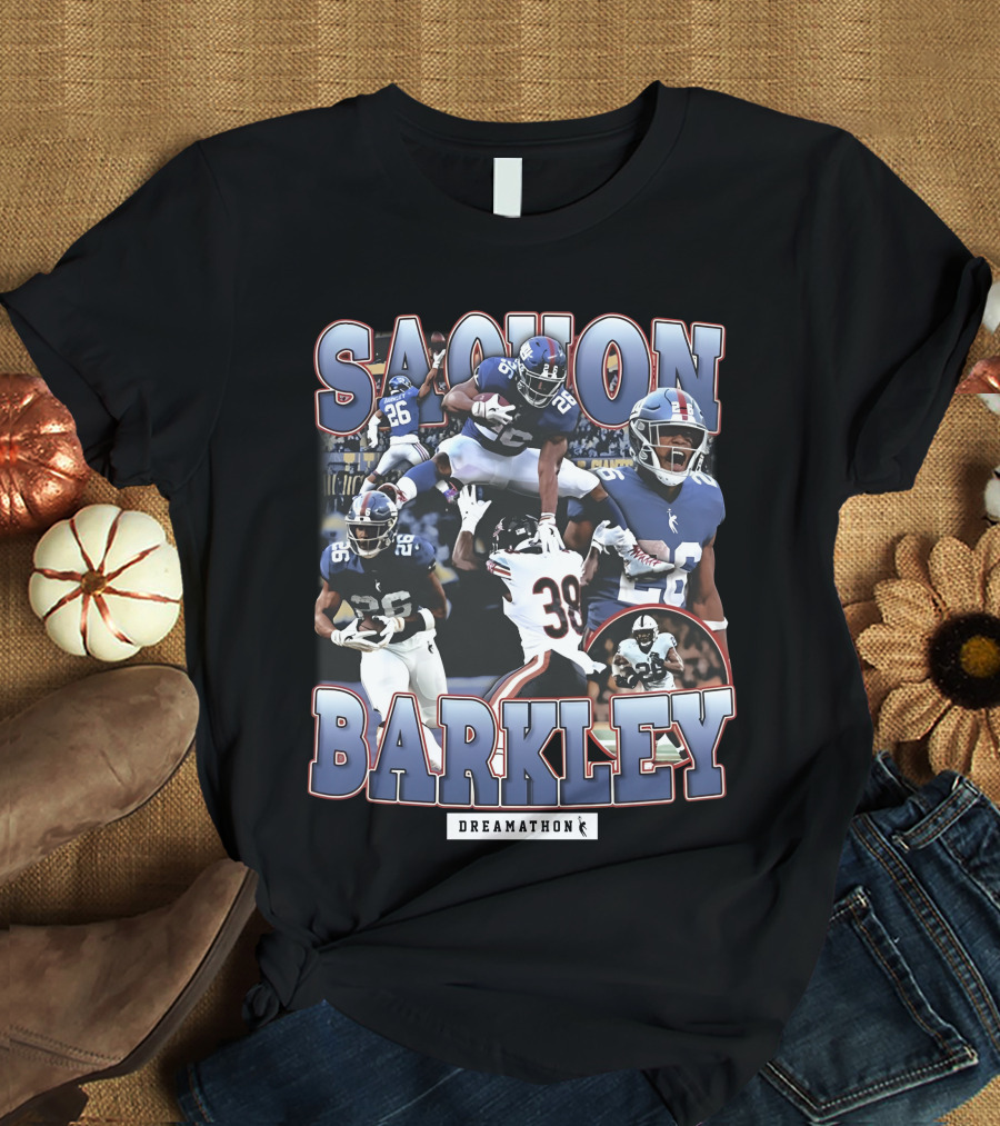 Sterling Shepard Wearing Saquon Barkley Dreamathon NFL Giants Football Collage T-Shirt