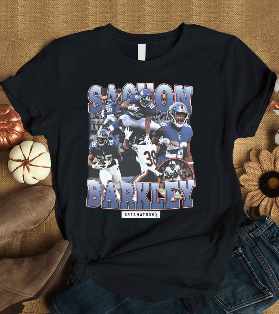 Sterling Shepard Wearing Saquon Barkley Dreamathon NFL Giants Football Collage T-Shirt