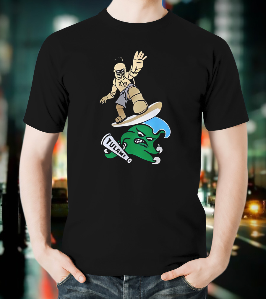 UCF Knight Surfing Tulane Green Wave Athletic Rivalry T-Shirt