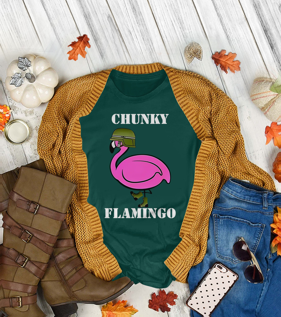 Chunky Flamingo Military Gymlifeanimal Boots Helmet T-Shirt