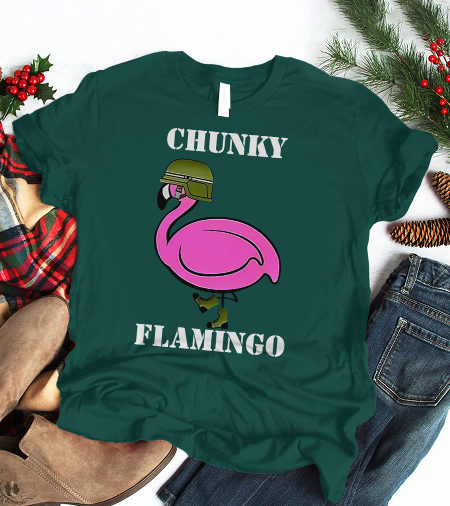 Chunky Flamingo Military Gymlifeanimal Boots Helmet T-Shirt