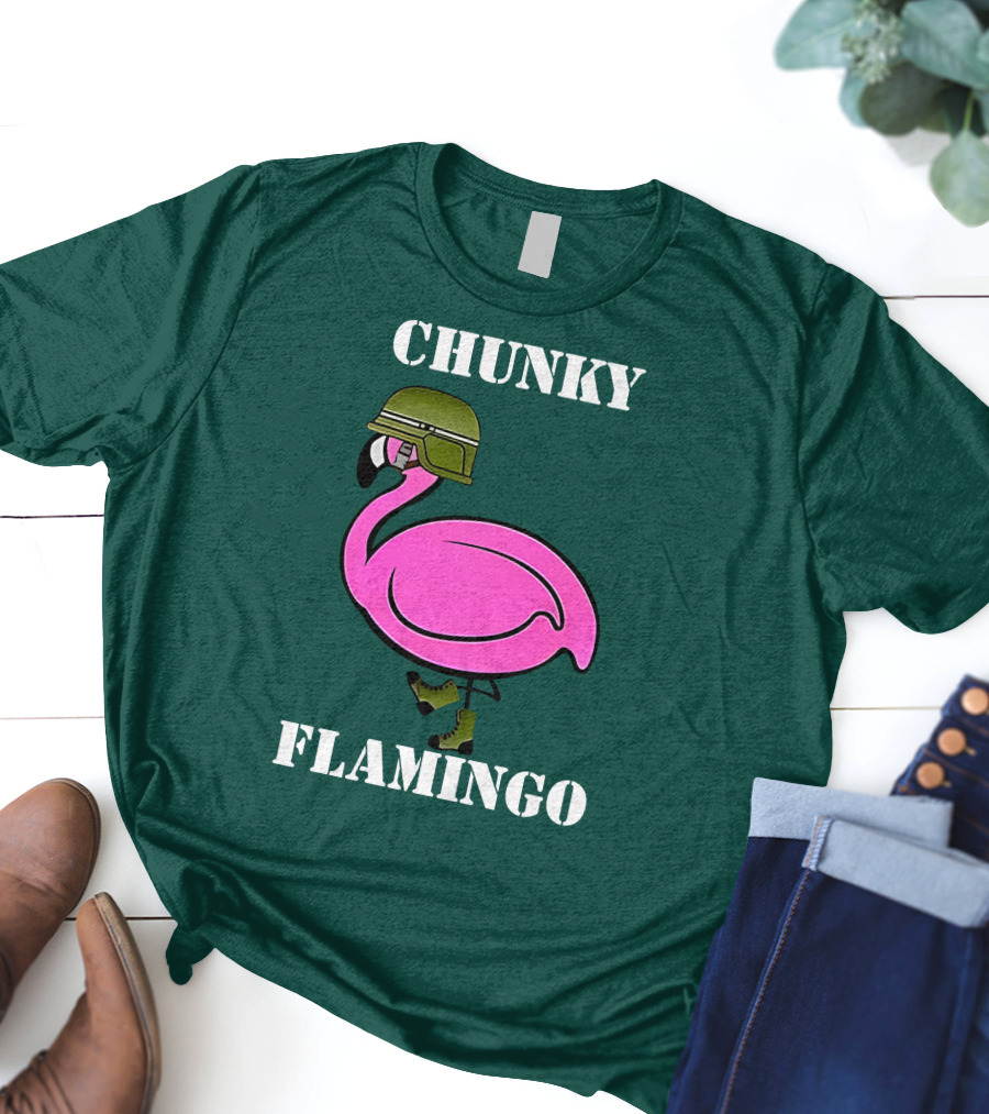 Chunky Flamingo Military Gymlifeanimal Boots Helmet T-Shirt