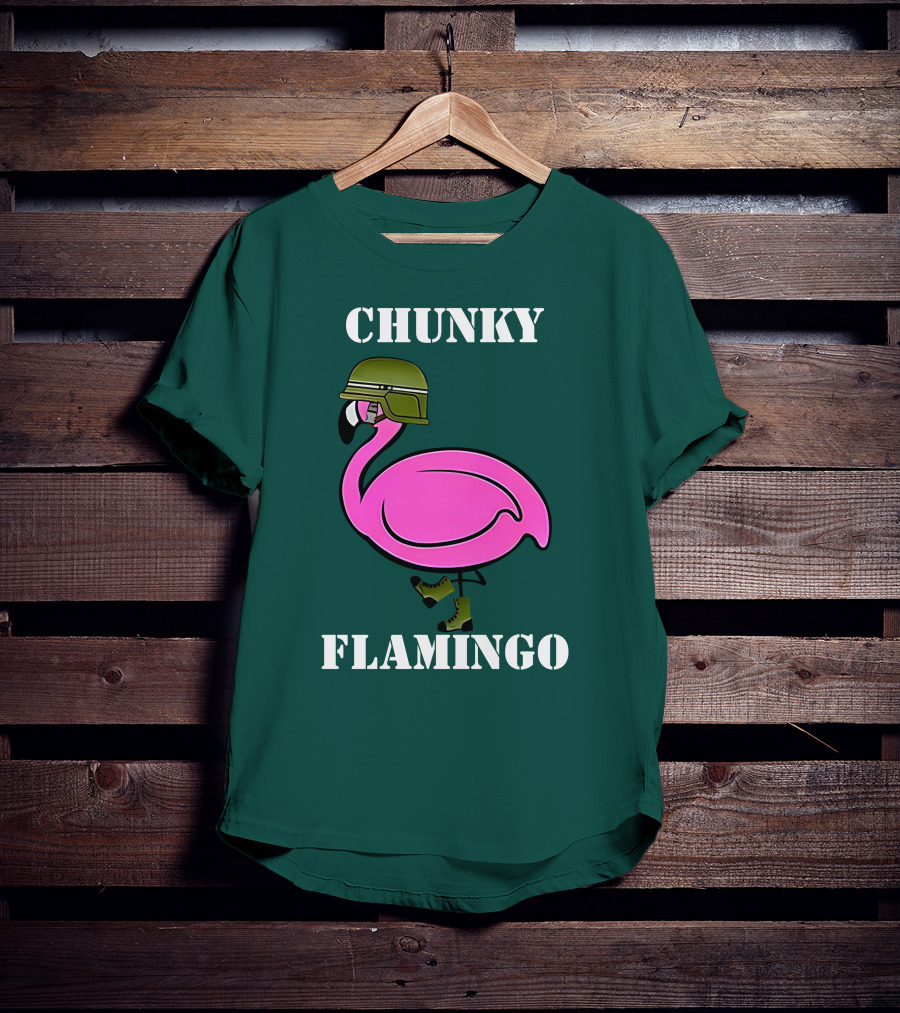 Chunky Flamingo Military Gymlifeanimal Boots Helmet T-Shirt