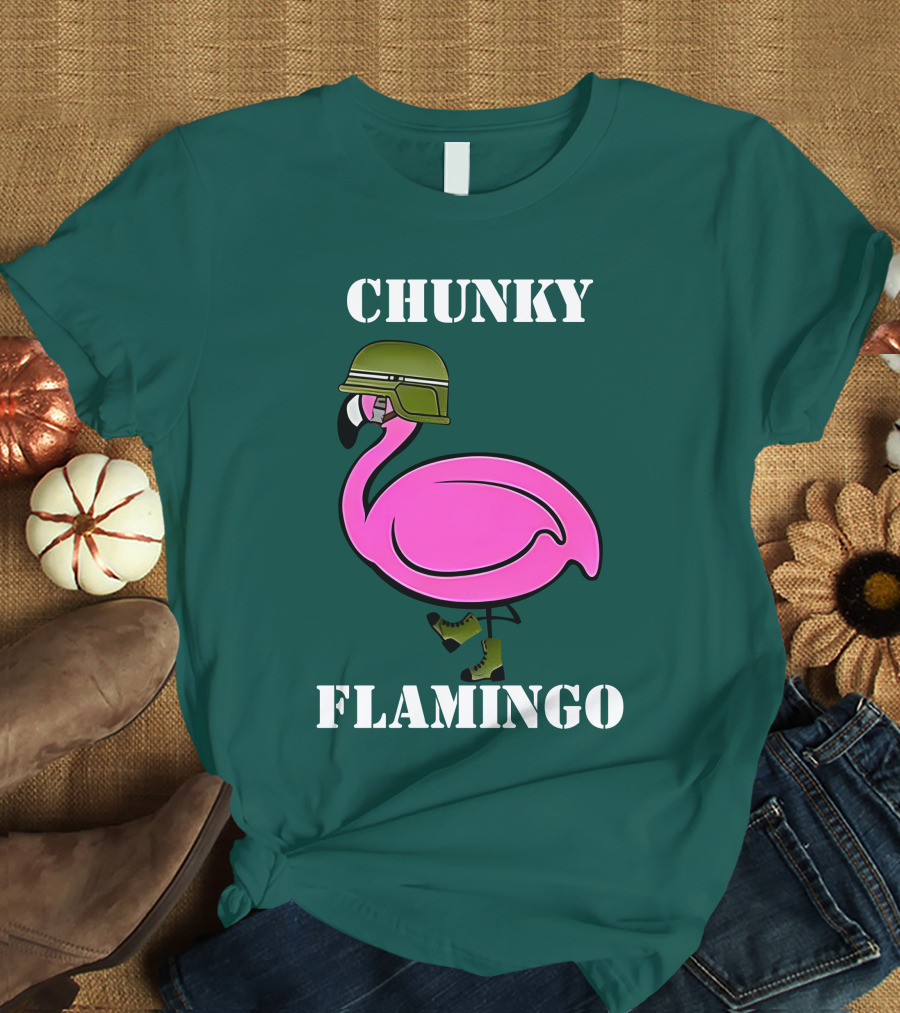 Chunky Flamingo Military Gymlifeanimal Boots Helmet T-Shirt