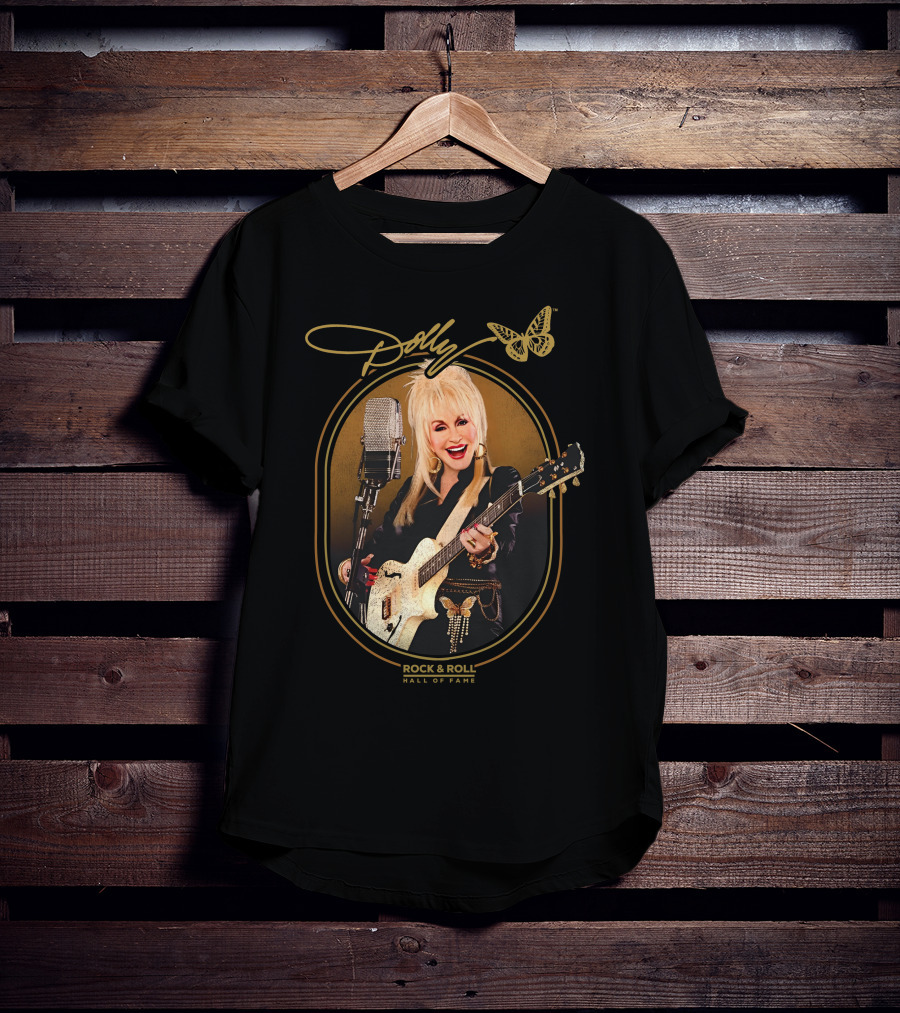Dolly Parton Rock And Roll Hall Of Fame With Guitar And Microphone T-Shirt