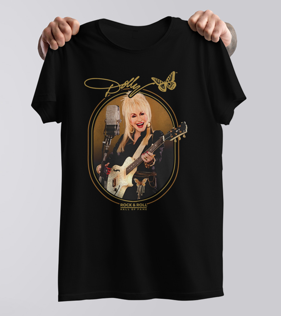 Dolly Parton Rock And Roll Hall Of Fame With Guitar And Microphone T-Shirt