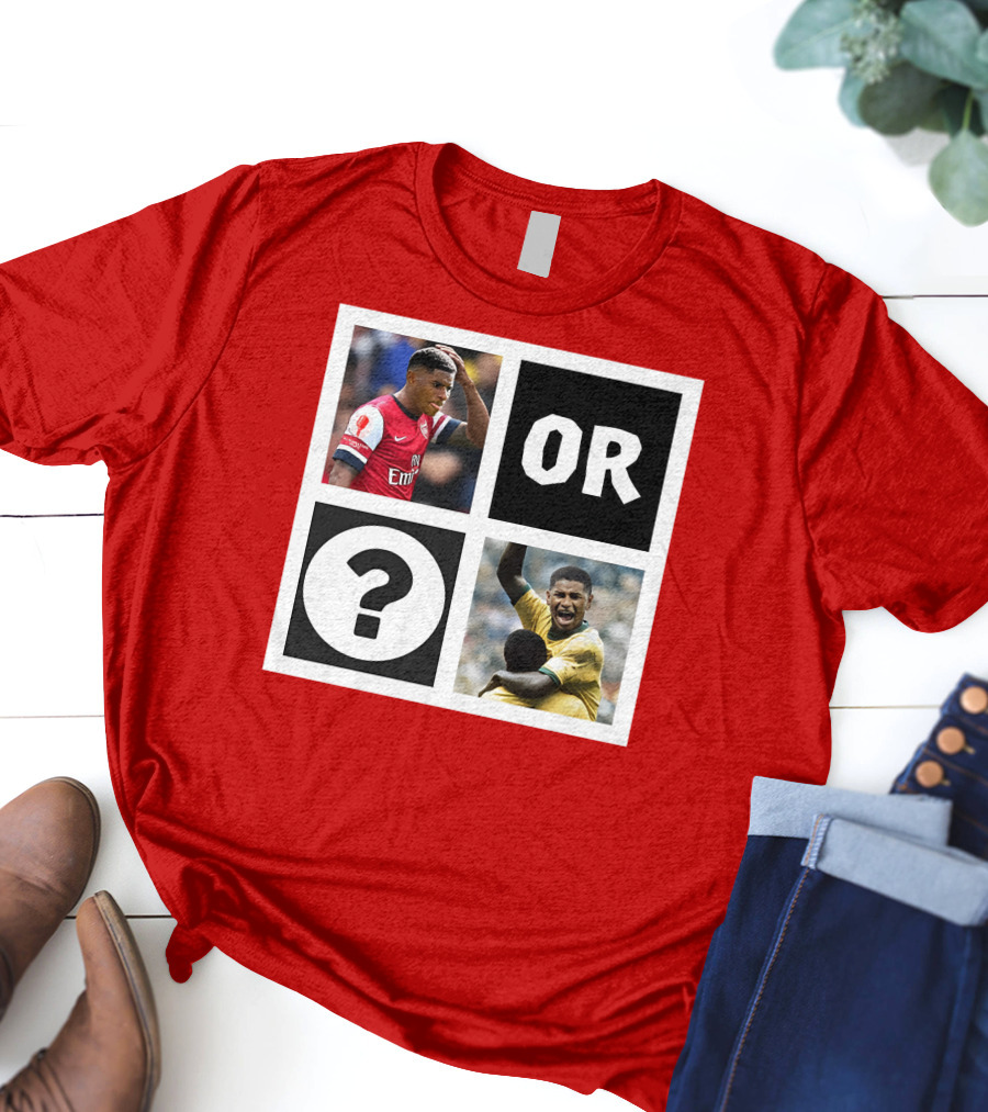 Redmancdesigns Walcott Or Pele Soccer Icons Question Mark Retro Combo T-Shirt