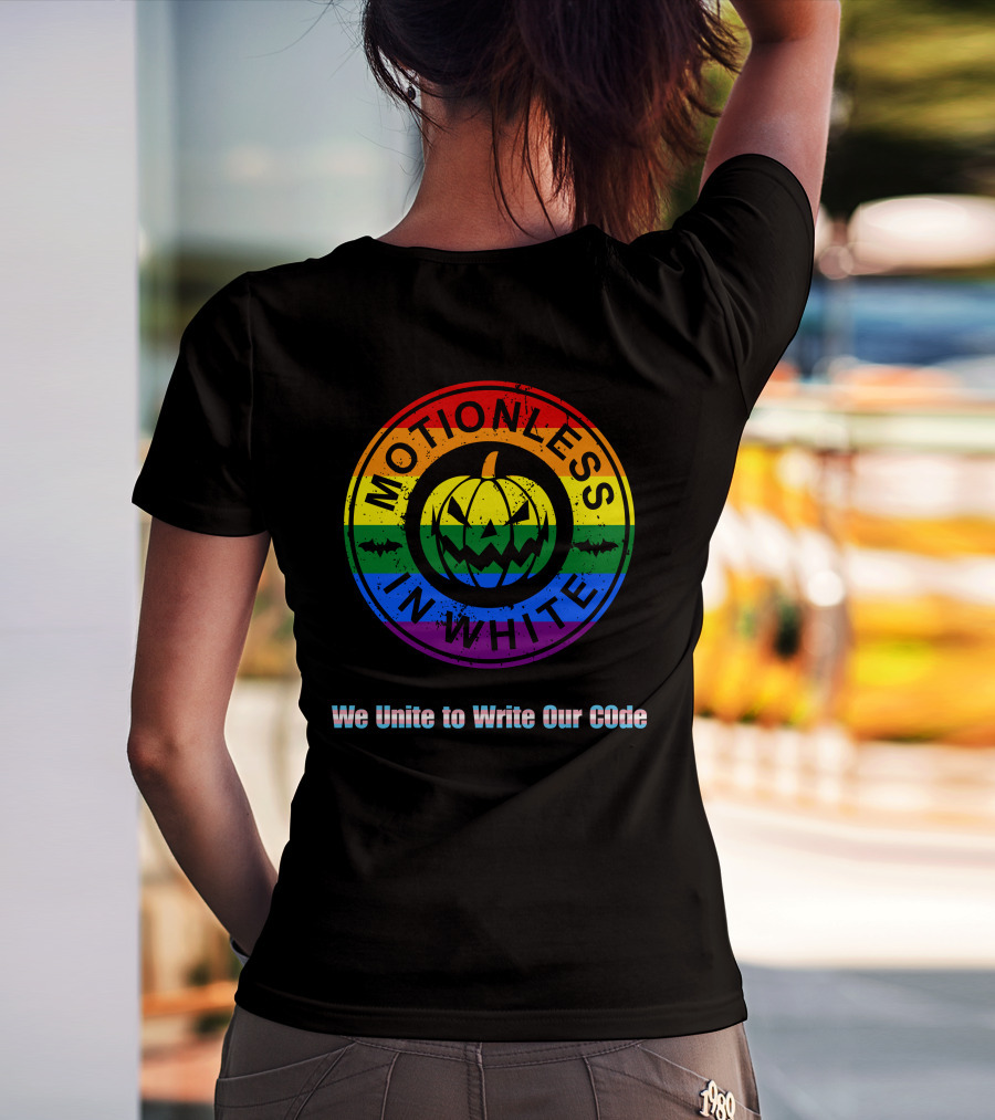 Pride Pumpkin Motionless In White Rainbow We Unite To Write Our Code T-Shirt