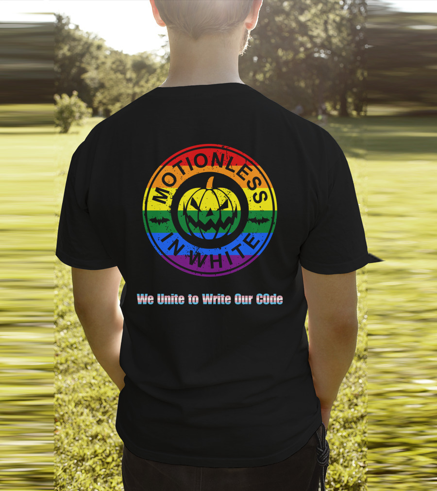 Pride Pumpkin Motionless In White Rainbow We Unite To Write Our Code T-Shirt